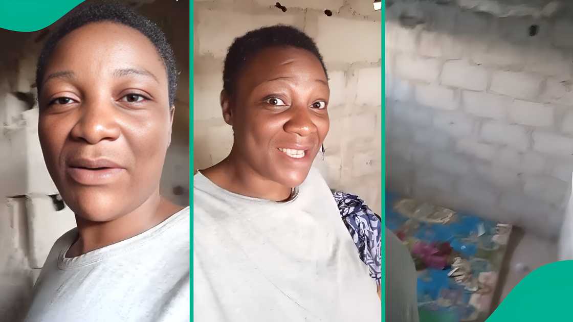 Nigerian mother moves into uncompleted building with her children. Nigerian mother moves into uncompleted building with her children.