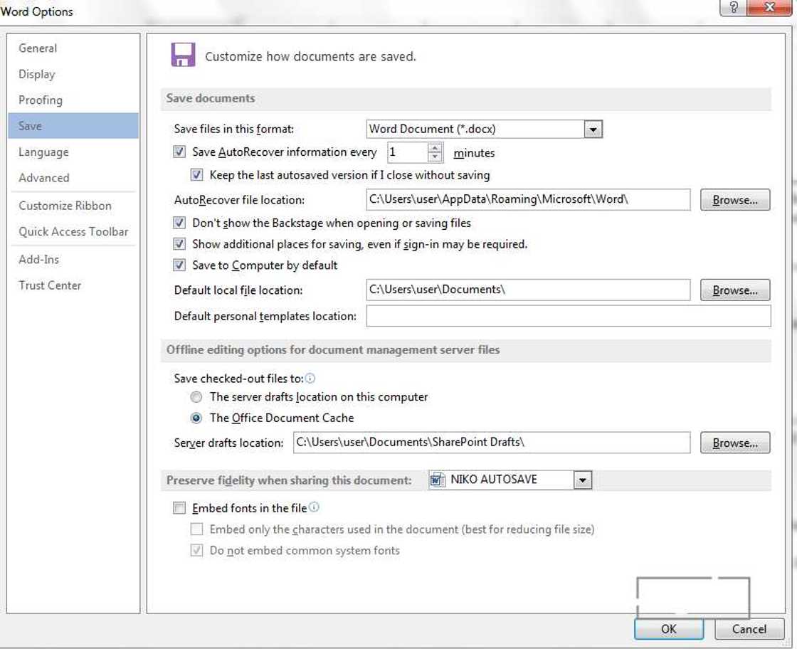 Microsoft Word AutoSave Microsoft Word AutoSave