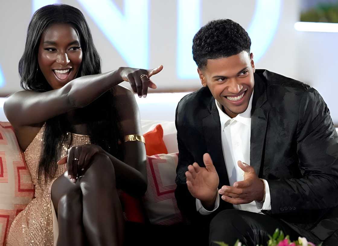 Zeta Morrison and Timmy Pandolfi react while filming the reunion episode