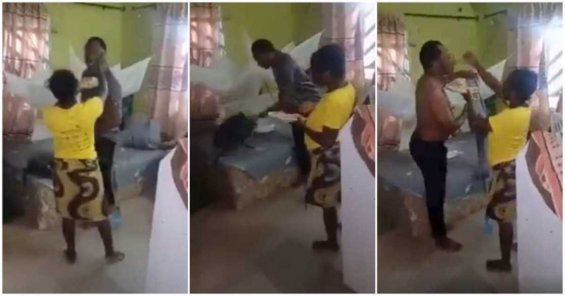 Wife feeds husband, wife seen feeding husband, late for work Wife feeds husband, wife seen feeding husband, late for work