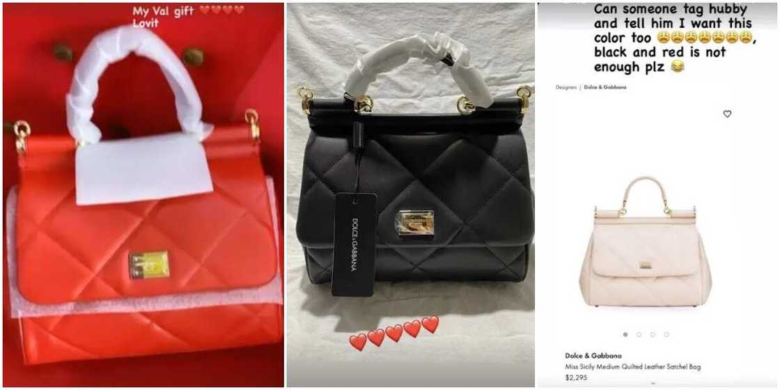 Nina receives two N872k Dolce & Gabbana bags as Valentine's gift from hubby, demands more Nina receives two N872k Dolce & Gabbana bags as Valentine's gift from hubby, demands more