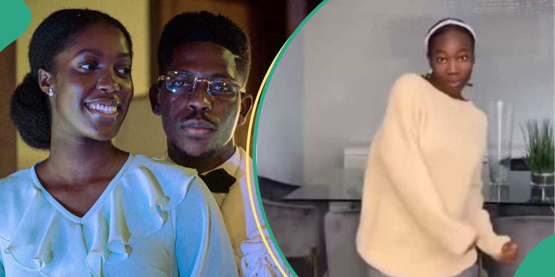 Lady imitates Moses Bliss's fiancée with dance video. Lady imitates Moses Bliss's fiancée with dance video.