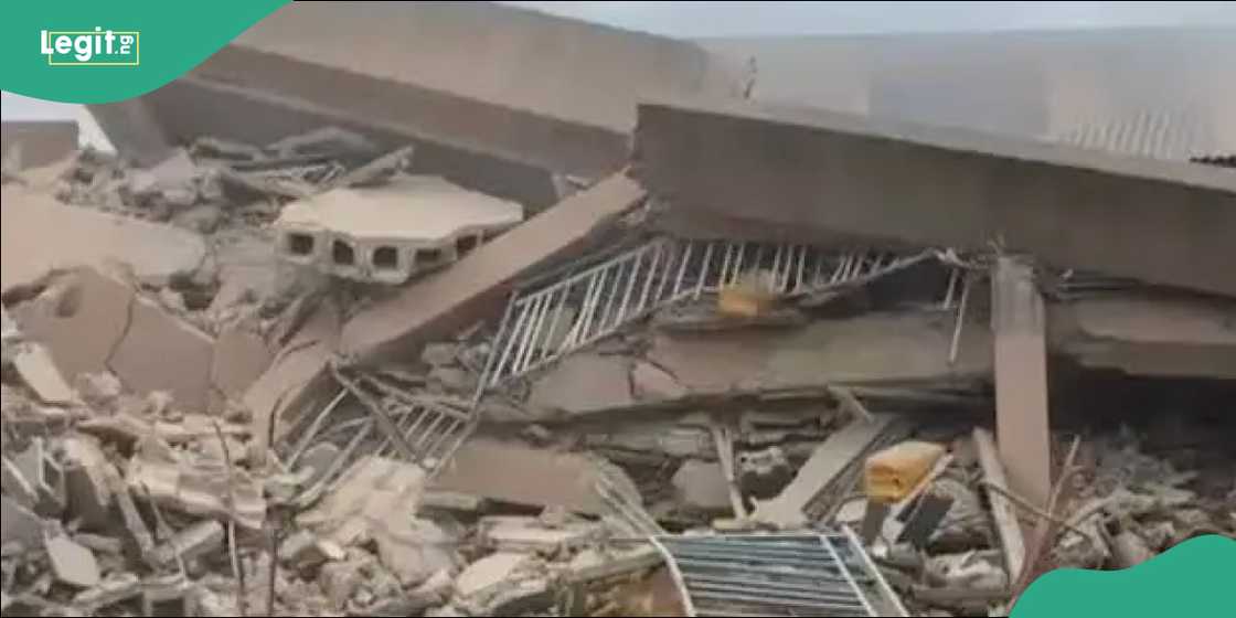 The affected classroom block cordoned off following the collapse.