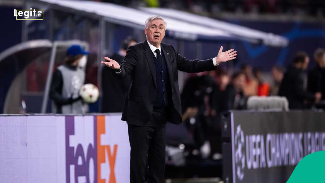 Real Madrid, Carlo Ancelotti, UEFA Champions League, RB Leipzig, Germany Real Madrid, Carlo Ancelotti, UEFA Champions League, RB Leipzig, Germany