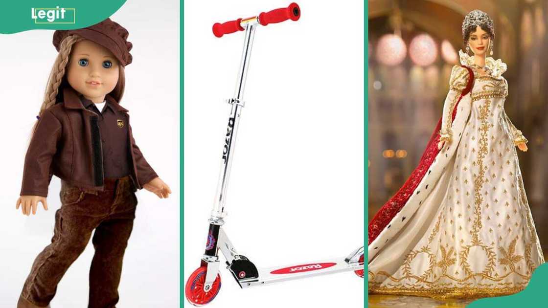 2000s toys: American Girl Doll (L), Razor Scooters (C), Marie Antoinette Barbie (R) 2000s toys: American Girl Doll (L), Razor Scooters (C), Marie Antoinette Barbie (R)
