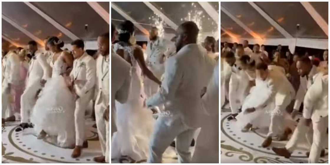 Couple and Groomsmen Scatter Dance Floor at Wedding as They Groove to Burna Boy-Featured Jerusalem Song Couple and Groomsmen Scatter Dance Floor at Wedding as They Groove to Burna Boy-Featured Jerusalem Song