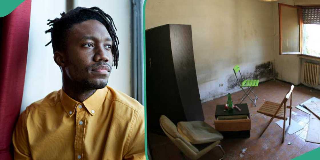 Mixed reactions trail video of interior of ghetto house with wooden door Mixed reactions trail video of interior of ghetto house with wooden door