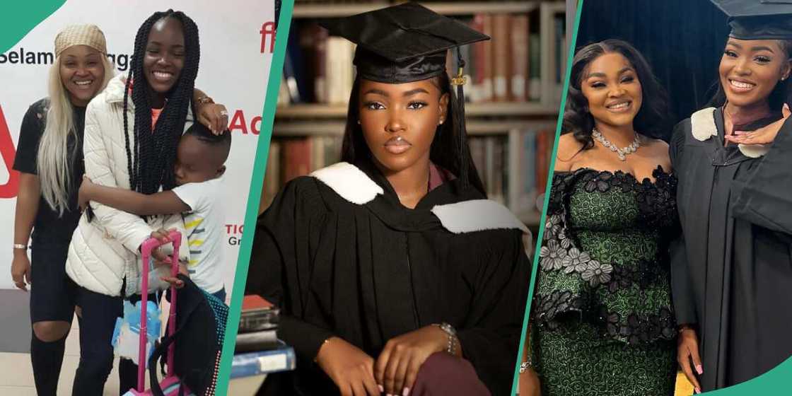 Mercy Aigbe with daughter Michelle at her graduation Mercy Aigbe with daughter Michelle at her graduation