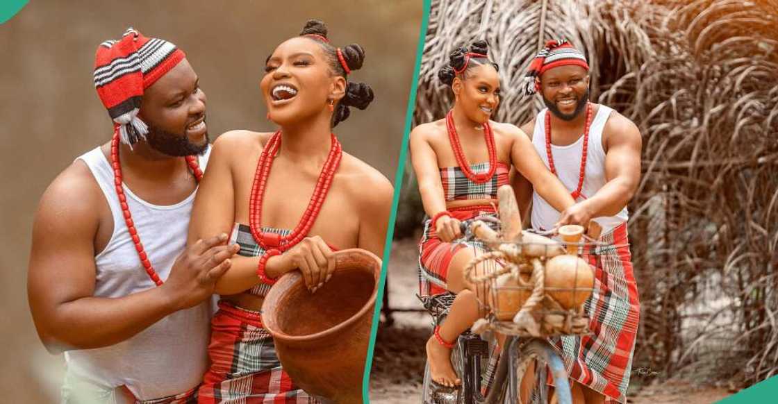 Deby Osacr and fiancé adorn Igbo attire Deby Osacr and fiancé adorn Igbo attire