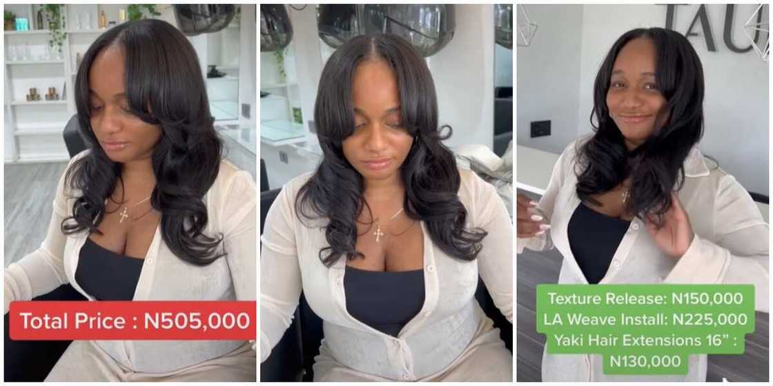 Photos of the hair a client made for N505,000. Photos of the hair a client made for N505,000.