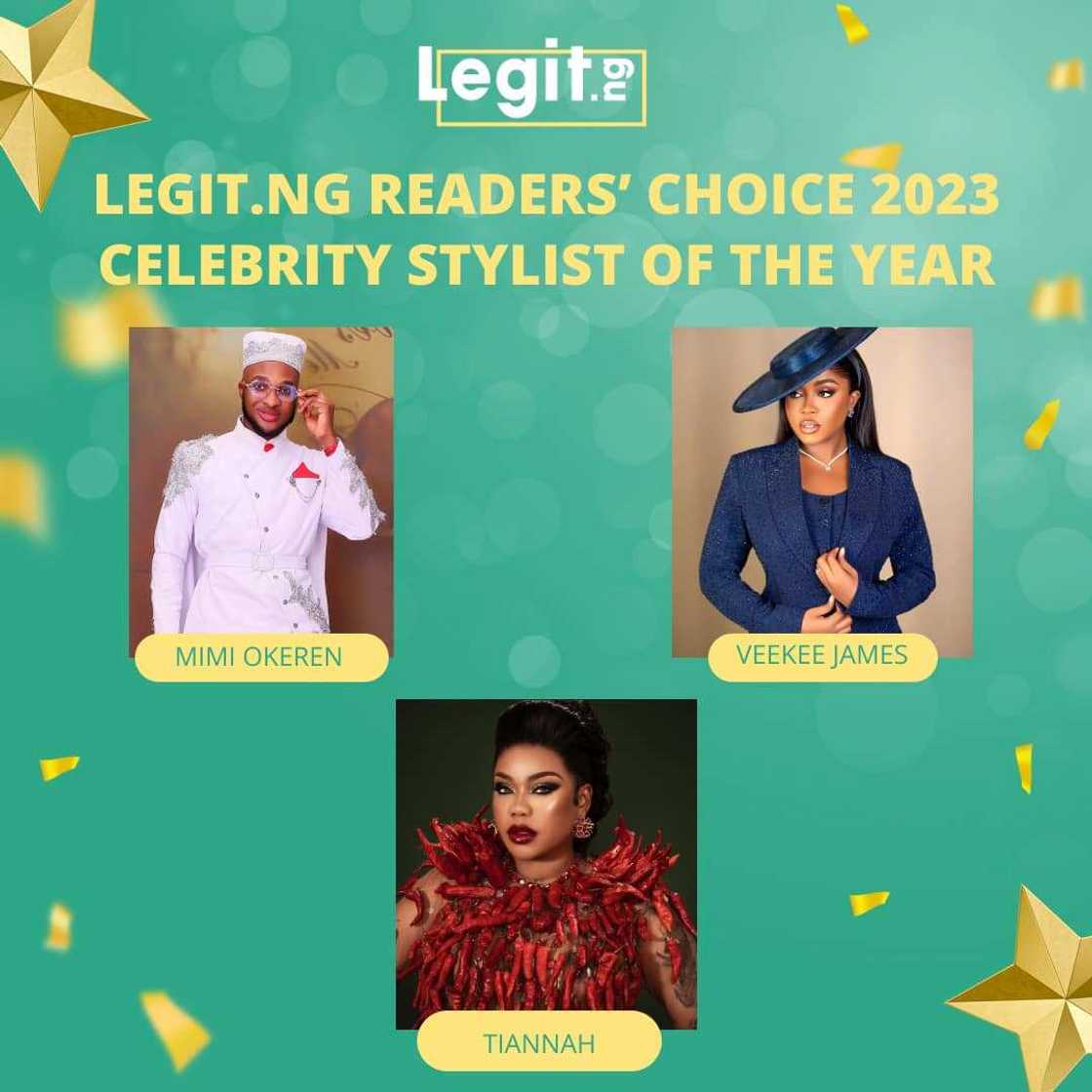 Legit.ng Readers' Choice 2023 for Celebrity Stylist of the Year Legit.ng Readers' Choice 2023 for Celebrity Stylist of the Year