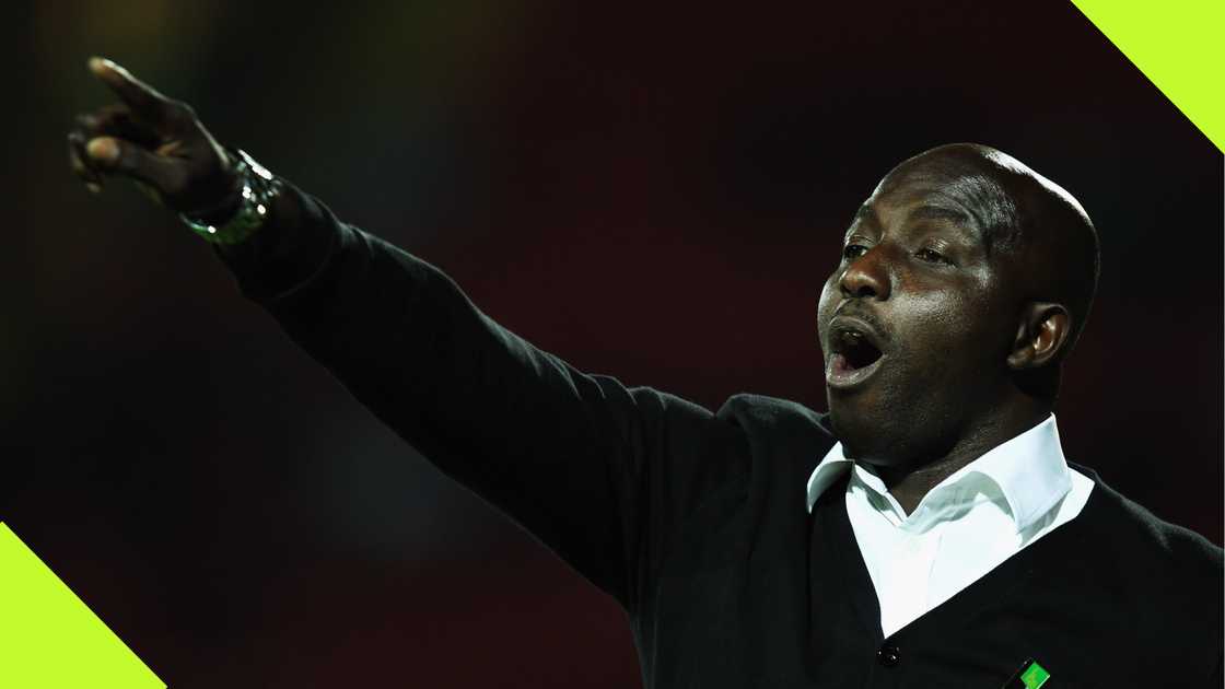 Samson Siasia coaching Nigeria during a friendly match against Ghana in 2011.