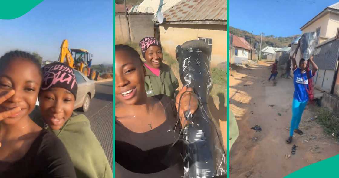 Video as lady and her friends visit ex-boyfriend's house to take back what she bought him