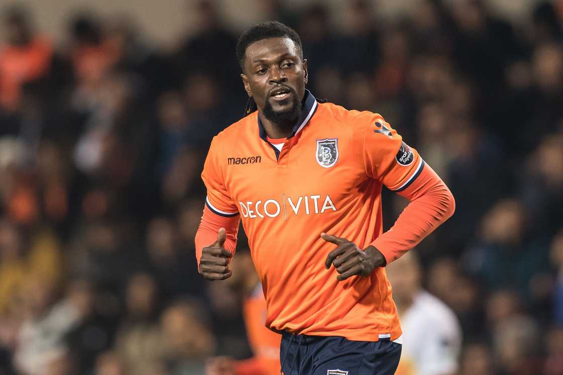 Sheyi Emmanuel Adebayor during the Turkish Spor Toto Super Lig match at the Recep Fatih Terim stadium in Istanbul Sheyi Emmanuel Adebayor during the Turkish Spor Toto Super Lig match at the Recep Fatih Terim stadium in Istanbul