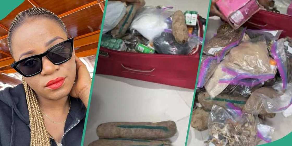 Dubai based lady excited after packing foodstuffs from Nigeria to her base Dubai based lady excited after packing foodstuffs from Nigeria to her base