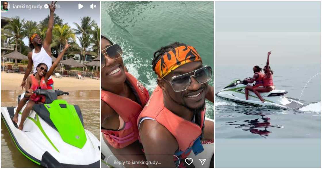 Paul PSquare and lover Ivy Ifeoma jet skiing. Paul PSquare and lover Ivy Ifeoma jet skiing.