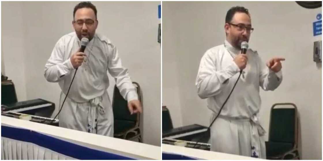 Nigerians react to viral video of Oyinbo celestial church priest singing passionately to popular Yoruba worship song Nigerians react to viral video of Oyinbo celestial church priest singing passionately to popular Yoruba worship song
