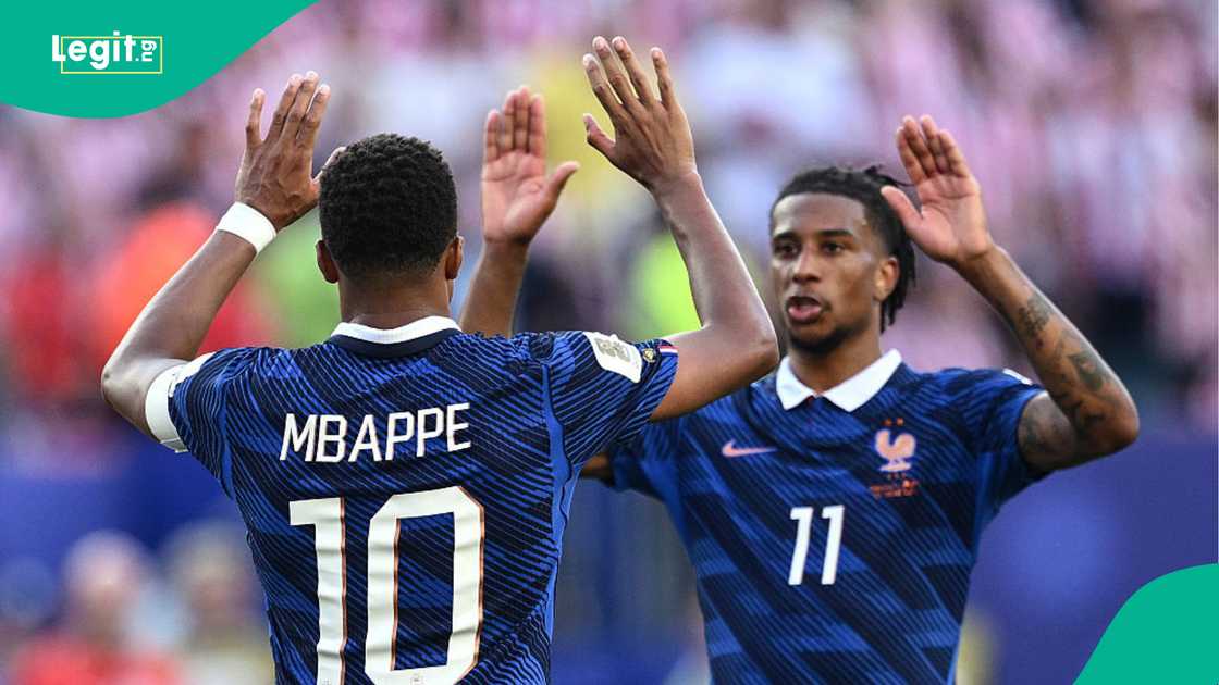 Kylian Mbappe and Michael Olise celebrates during the FIFA World Cup 2026 match between Paraguay and France. Photo by Image Photo Agency Kylian Mbappe and Michael Olise celebrates during the FIFA World Cup 2026 match between Paraguay and France. Photo by Image Photo Agency