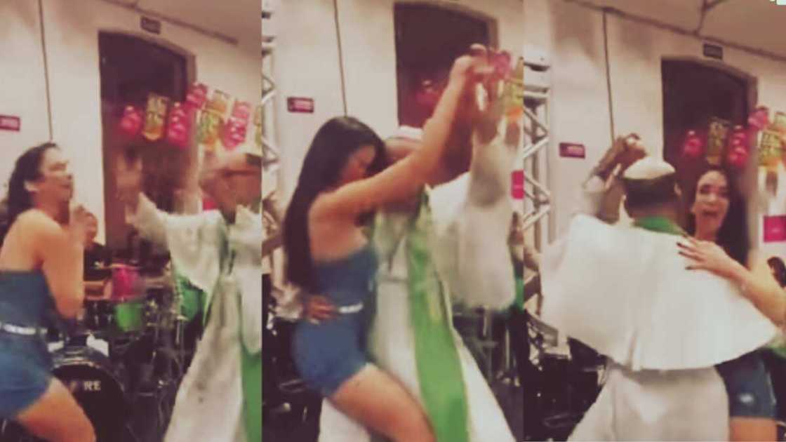 Man in priest have fun with lady Man in priest have fun with lady