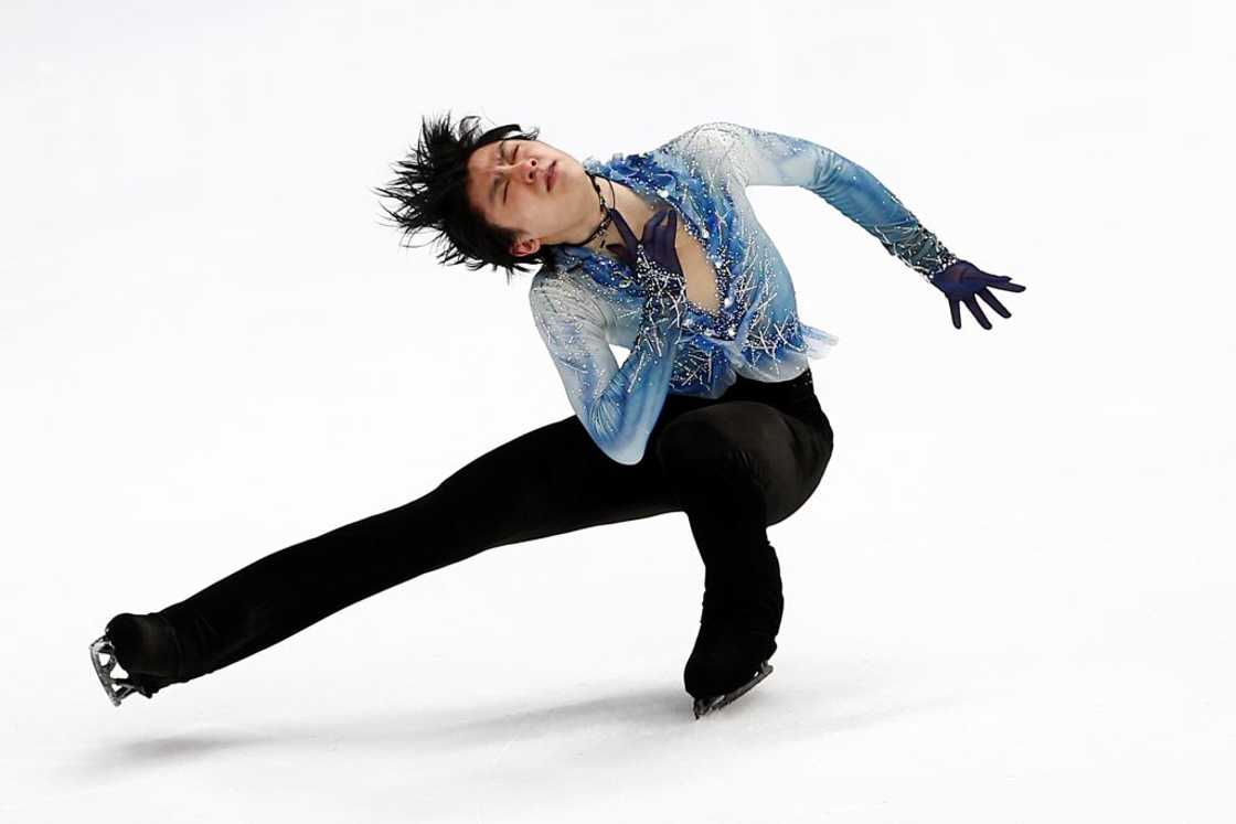 Yuzuru Hanyu at the Megasport Arena in Moscow, Russia.