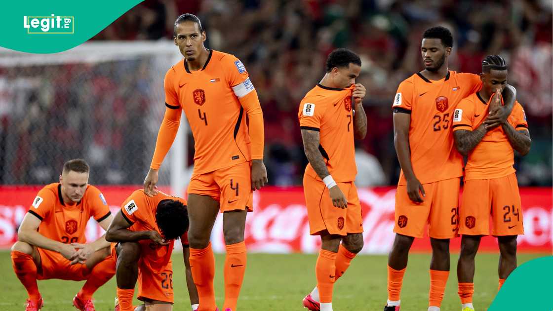 Netherlands players dejected during the 2026 FIFA World Cup knockout phase match against Morocco. Photo by ANP