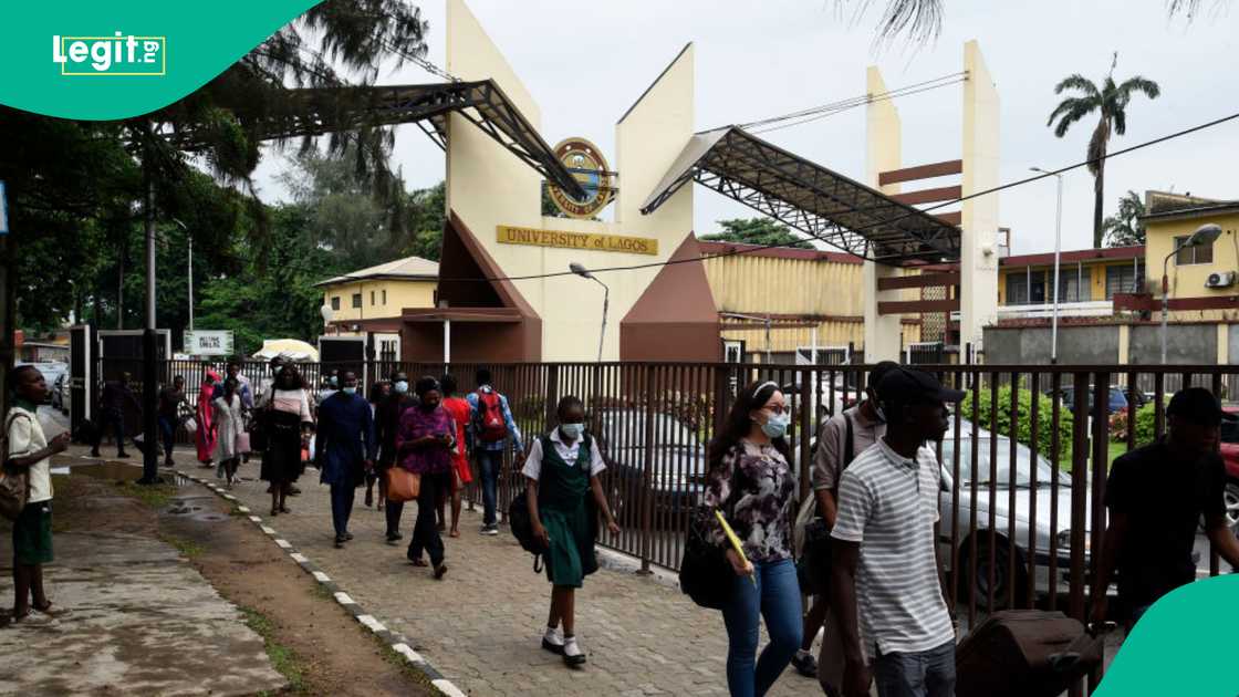 Front gate of University of Lagos with a clear view of people going out