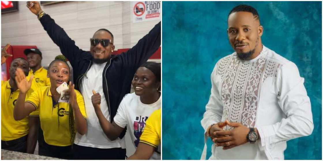 Jnr Pope sprays money at Asaba cinema, Actor Jnr Pope