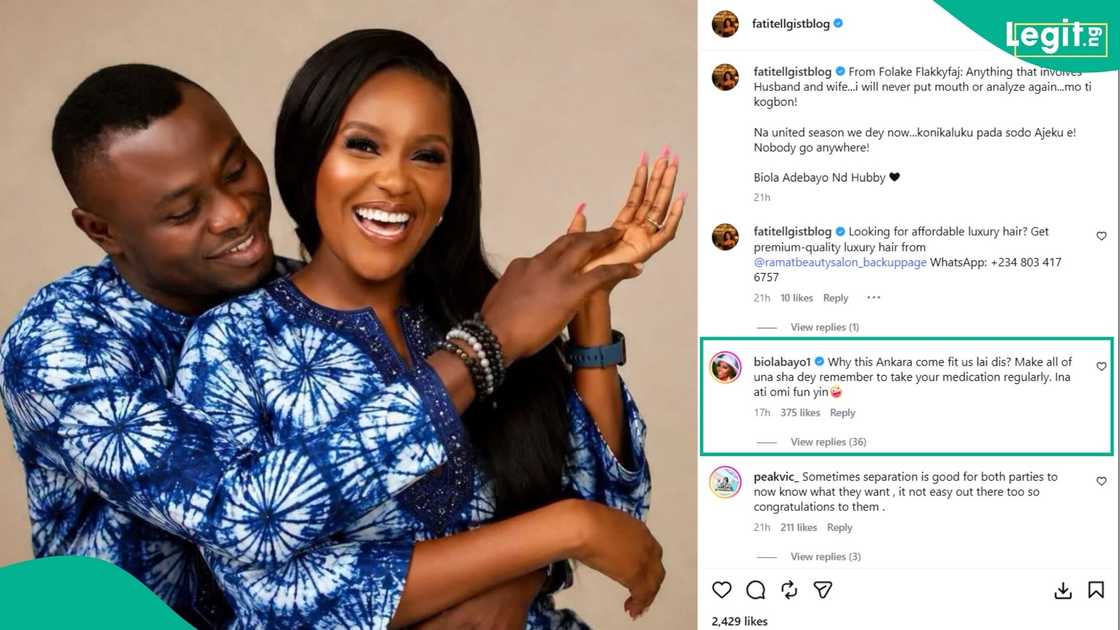 Biola Bayo responds after a viral post fuels speculation about her relationship with her ex-husband