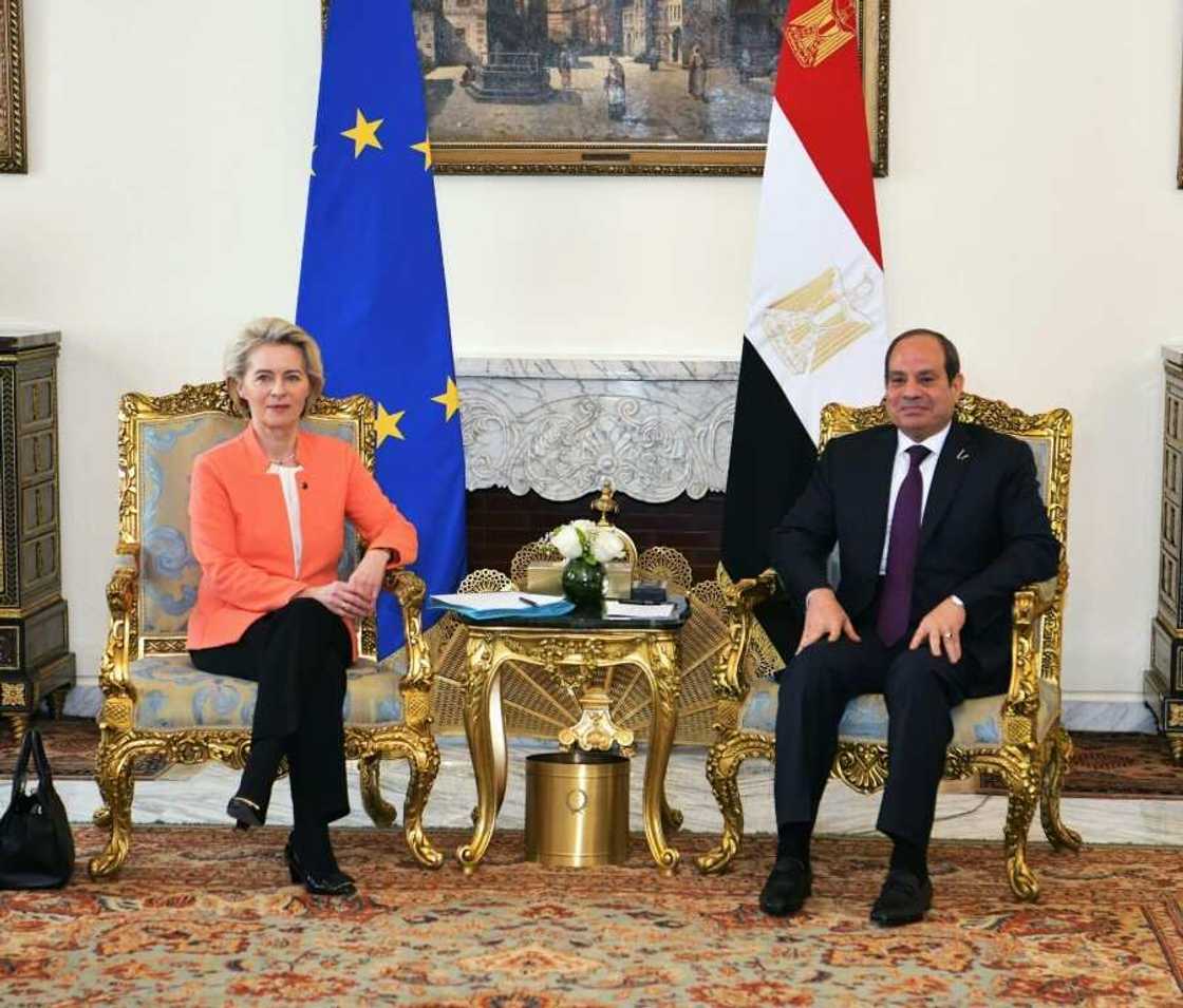 Egyptian President Abdel Fattah al-Sisi meets European Commission President Ursula von der Leyen in the capital Cairo Egyptian President Abdel Fattah al-Sisi meets European Commission President Ursula von der Leyen in the capital Cairo