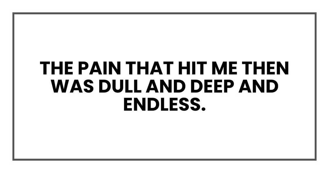 The pain that hit me then was dull and deep and endless.