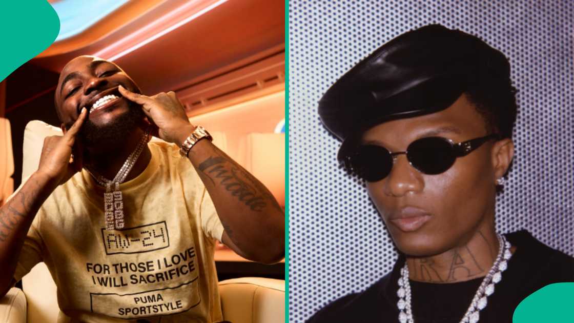 Davido's fan makes photo frame of Wizkid kneeling to beg OBO. Davido's fan makes photo frame of Wizkid kneeling to beg OBO.