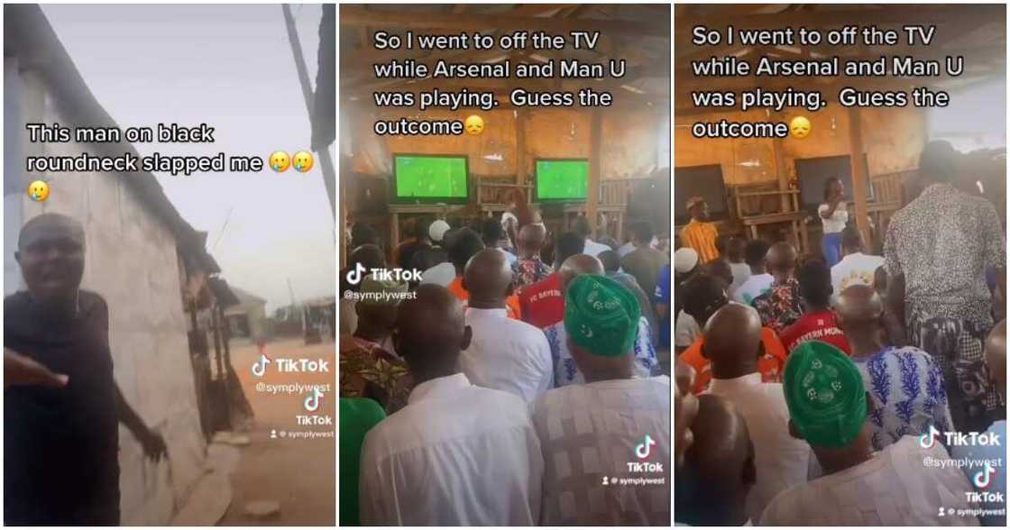 Lady turns off TVs at viewing center, Man Utd versus Arsenal Lady turns off TVs at viewing center, Man Utd versus Arsenal