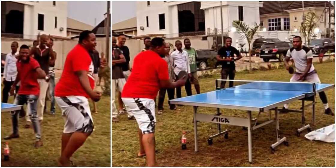 Cubana Chiefpriest brags as he thrashes Emmanuel Emenike in table tennis game Cubana Chiefpriest brags as he thrashes Emmanuel Emenike in table tennis game