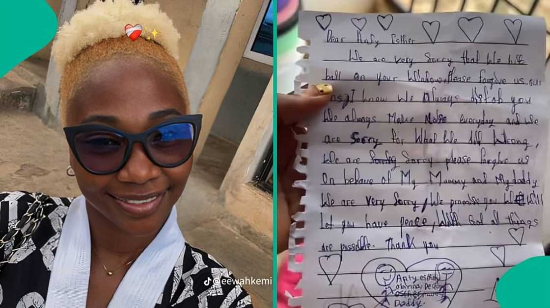 Neighbours' kids send apology letter after their football hits lady's window Neighbours' kids send apology letter after their football hits lady's window