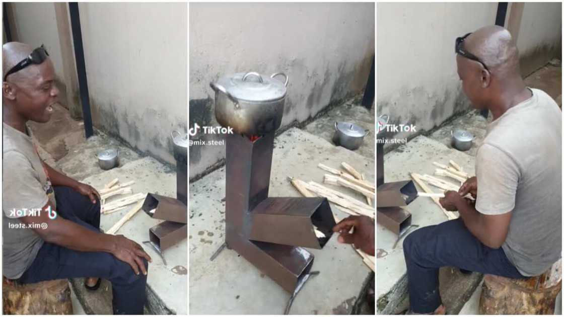 Portable firewood stove/man boiled water. Portable firewood stove/man boiled water.