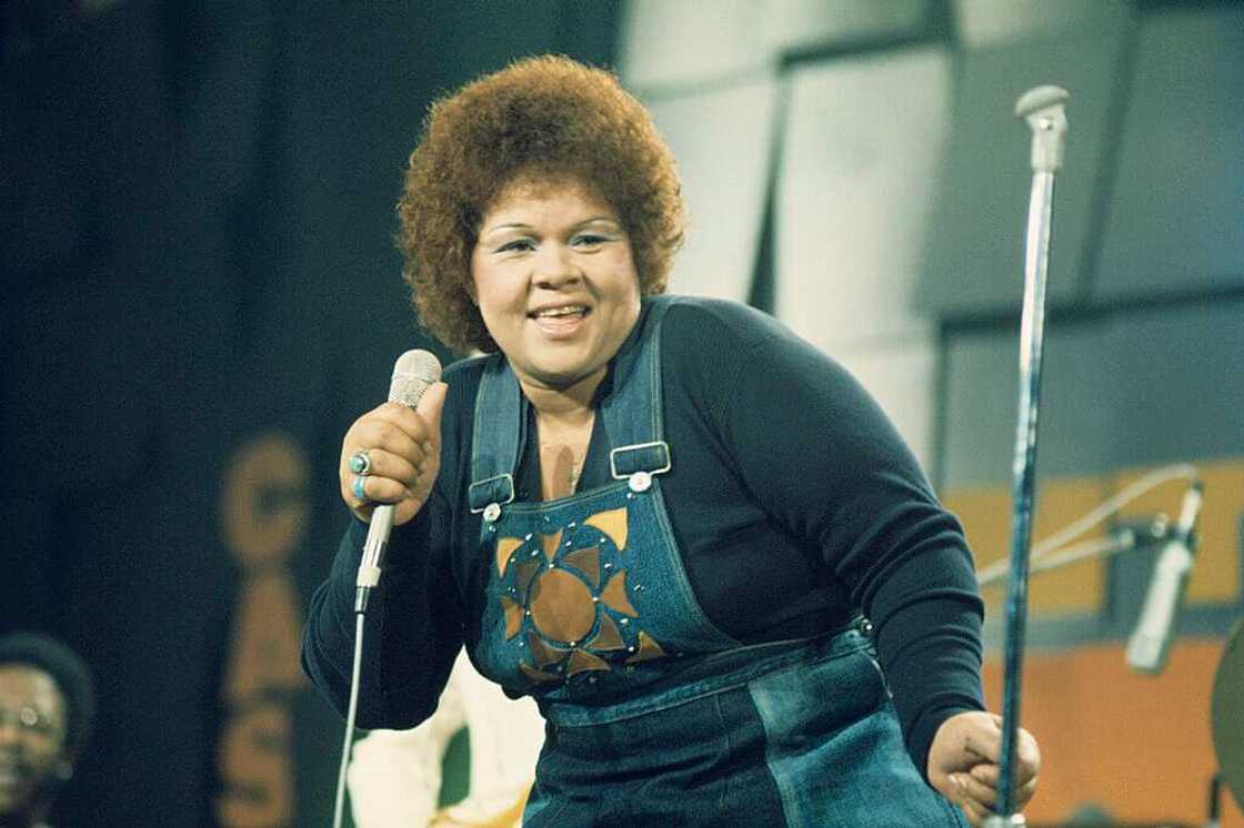 Etta James, an American blues and jazz singer, is on stage during a live concert performance Etta James, an American blues and jazz singer, is on stage during a live concert performance