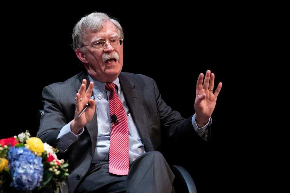In this file photo taken on February 17, 2020, former National Security adviser John Bolton speaks at Duke University in Durham, North Carolina In this file photo taken on February 17, 2020, former National Security adviser John Bolton speaks at Duke University in Durham, North Carolina
