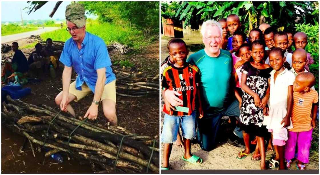 Photos of Oyinbo man fetching firewood.