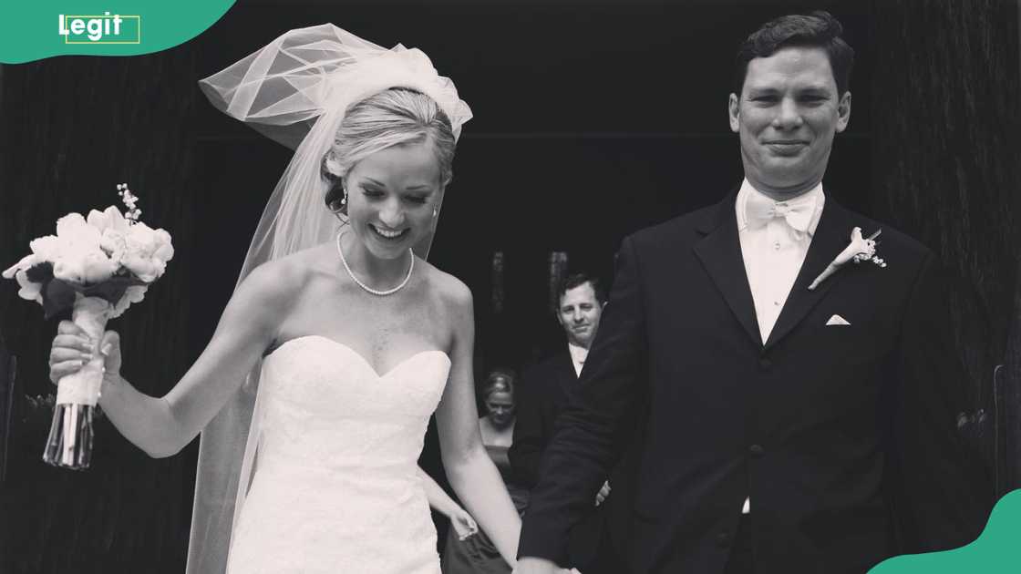 Cora Belle Connelly's parents at Holy Name Cathedral on their wedding