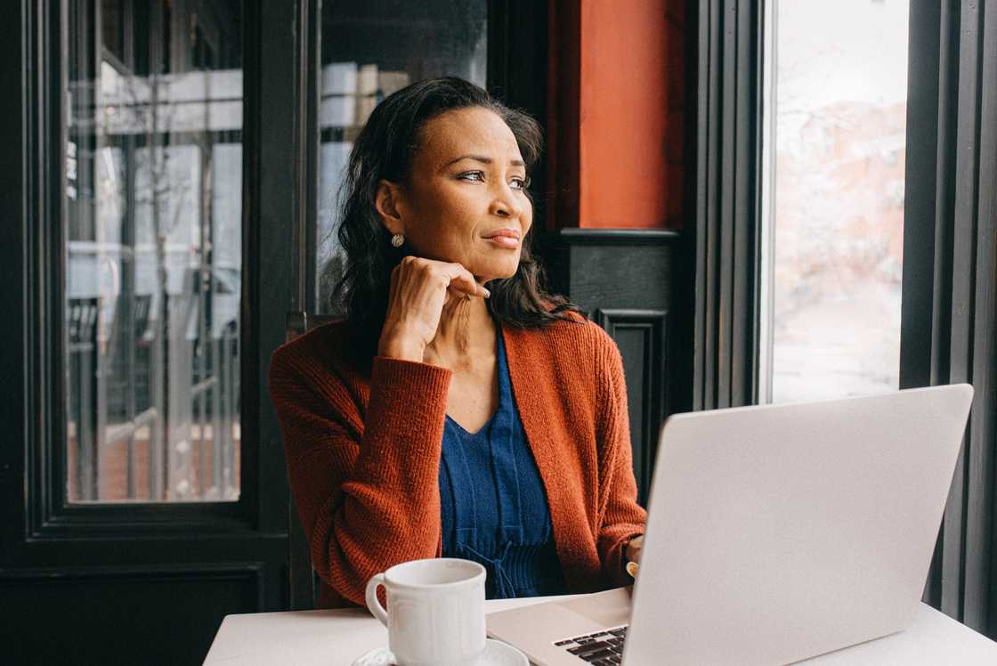 a senior woman using a laptop