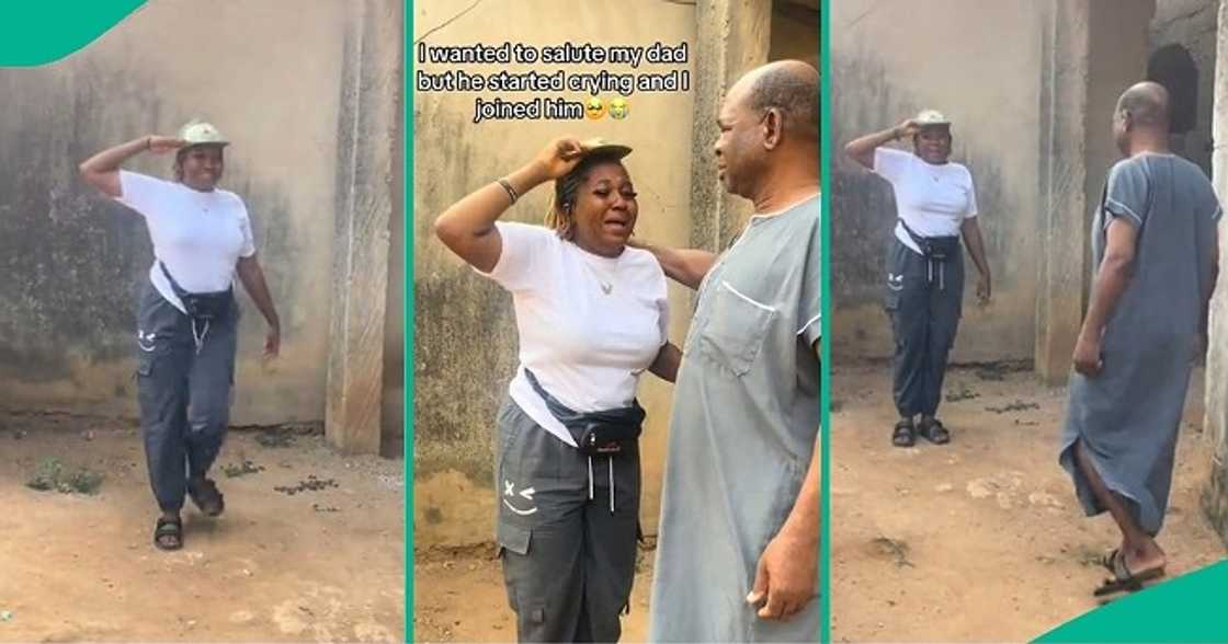 Nigerian dad sees daughter rocking NYSC uniform, tears up Nigerian dad sees daughter rocking NYSC uniform, tears up
