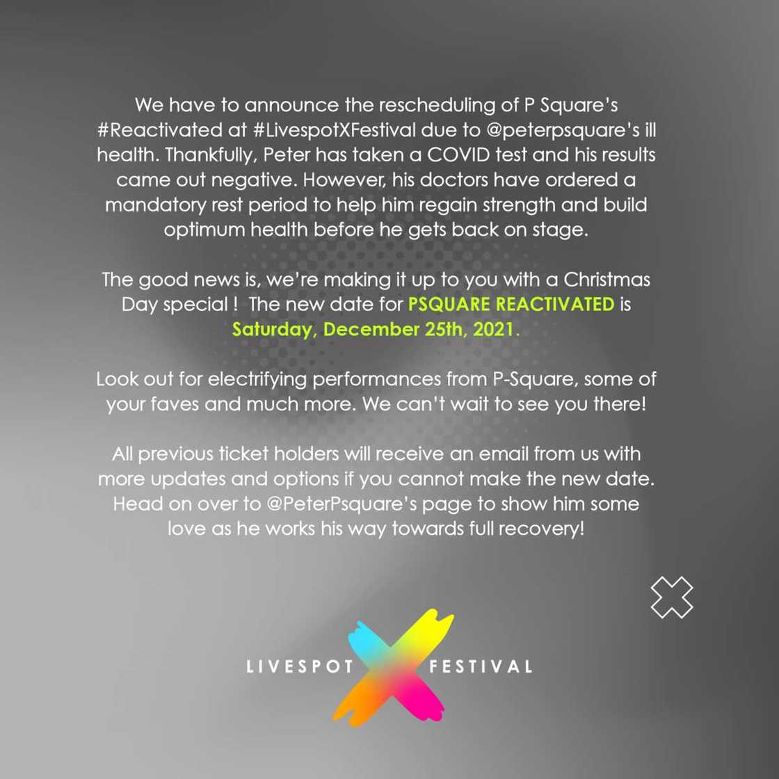 Singers P Square Postpones Upcoming Concert Due To Illness Singers P Square Postpones Upcoming Concert Due To Illness