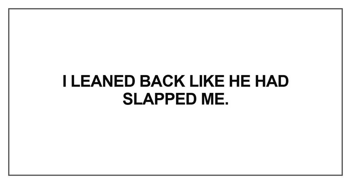 I leaned back like he had slapped me