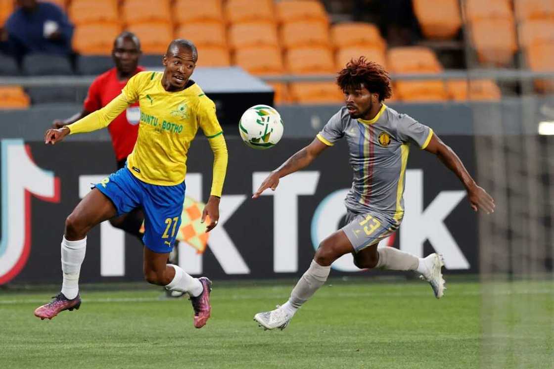 Thapelo Morena (L) scored one goal and created three as Mamelodi Sundowns thrashed Maritzburg United 5-0 in the South African Premiership Thapelo Morena (L) scored one goal and created three as Mamelodi Sundowns thrashed Maritzburg United 5-0 in the South African Premiership