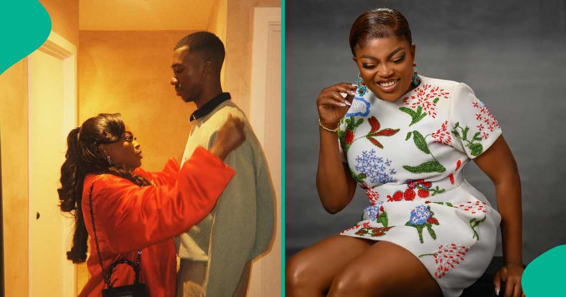 Funke Akindele celebrates Layi Wasabi's new content. Funke Akindele celebrates Layi Wasabi's new content.
