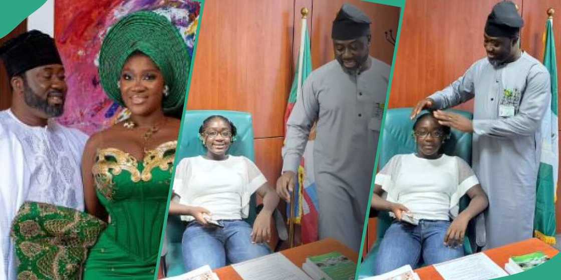 Actress Mercy Johnson with her hubby and daughter