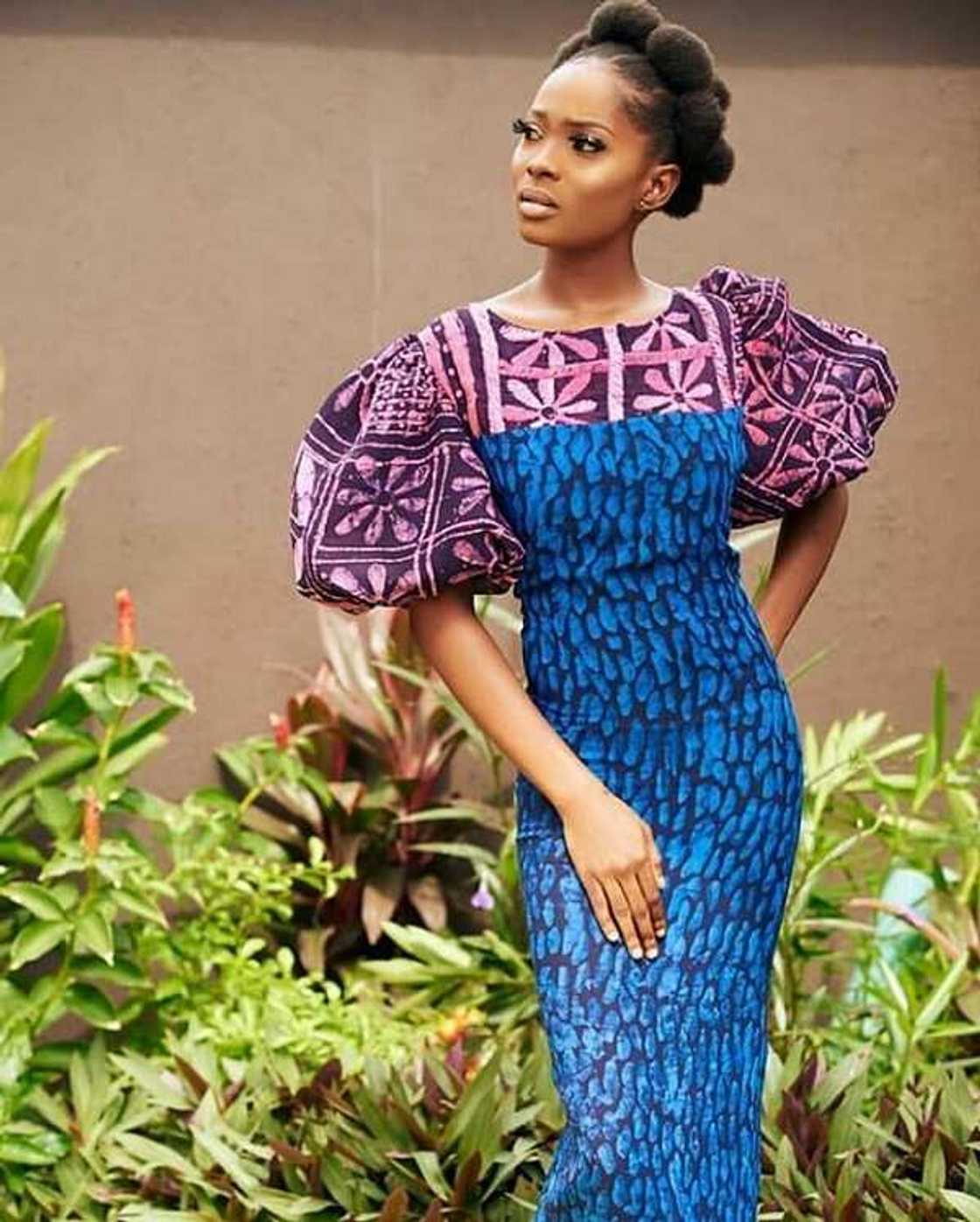 Adire styles for ladies: dress with mixed prints Adire styles for ladies: dress with mixed prints