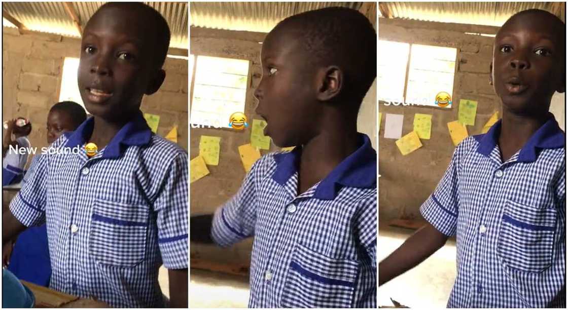 Photos of a school boy in his uniform.