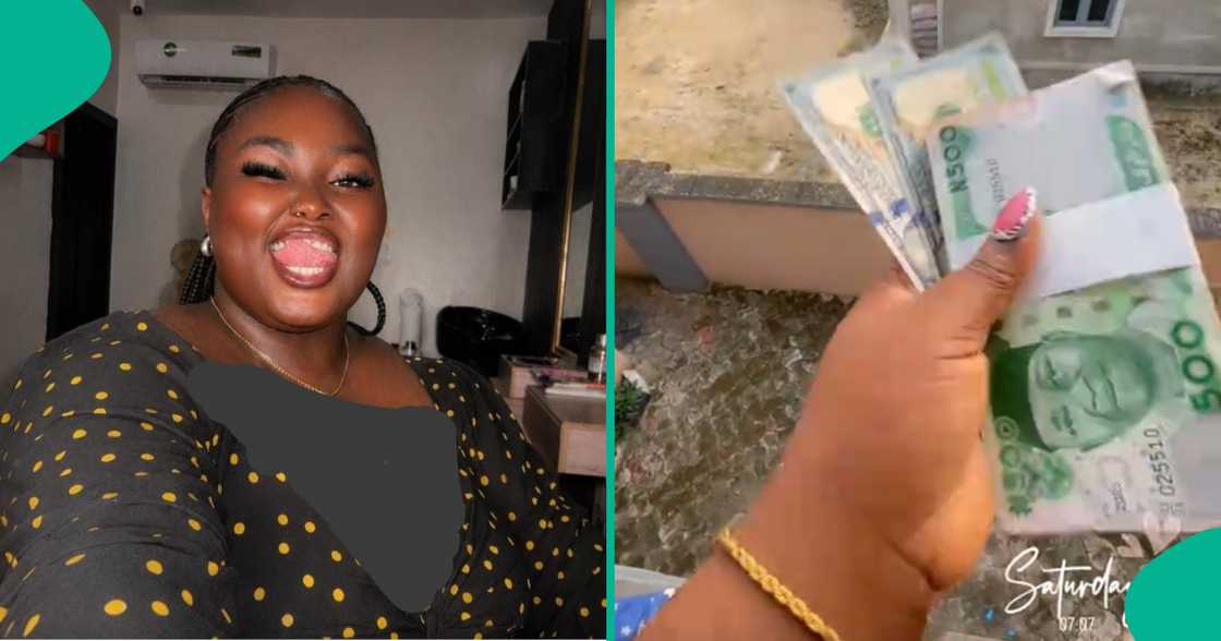 Lady gets bundles of cash at her workplace.