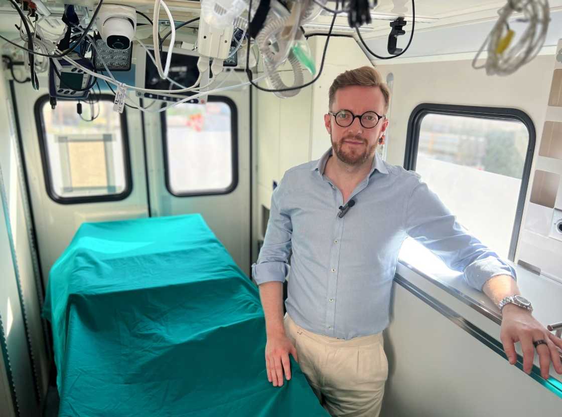 Emil Kendziorra, CEO of Tomorrow Biostastis, in one of the company's ambulances outside their headquarters in Berlin Emil Kendziorra, CEO of Tomorrow Biostastis, in one of the company's ambulances outside their headquarters in Berlin
